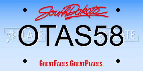 OTAS58 South Dakota License Plate