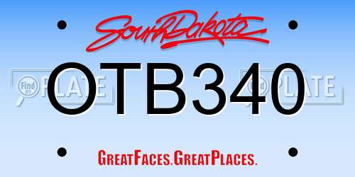 OTB340 South Dakota License Plate