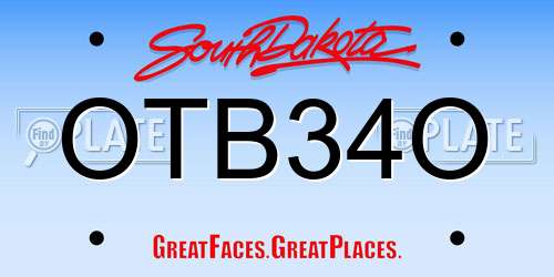 OTB34O South Dakota License Plate