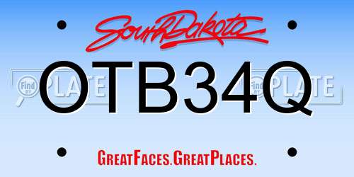 OTB34Q South Dakota License Plate