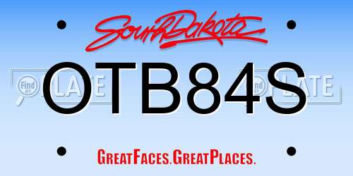 OTB84S South Dakota License Plate