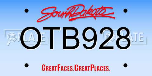 OTB928 South Dakota License Plate