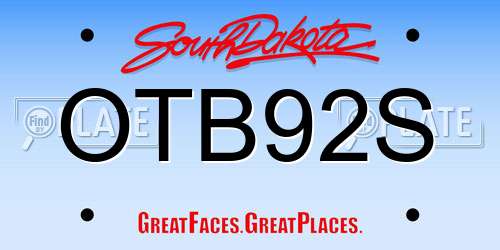 OTB92S South Dakota License Plate