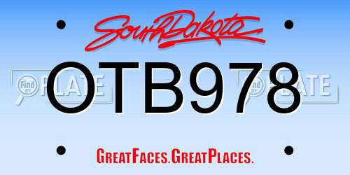 OTB978 South Dakota License Plate
