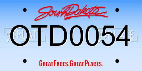 OTD0054 South Dakota License Plate
