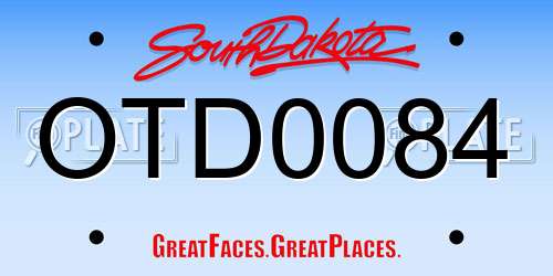 OTD0084 South Dakota License Plate