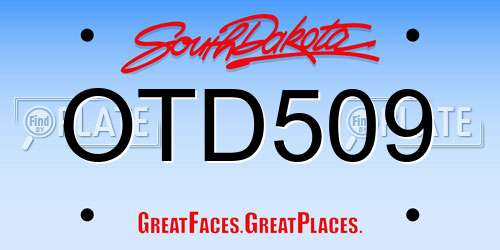 OTD509 South Dakota License Plate
