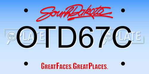 OTD67C South Dakota License Plate