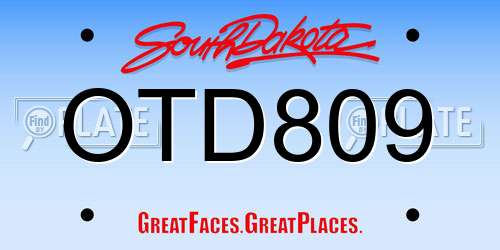 OTD809 South Dakota License Plate