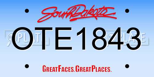 OTE1843 South Dakota License Plate