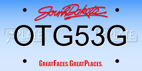 OTG53G South Dakota License Plate