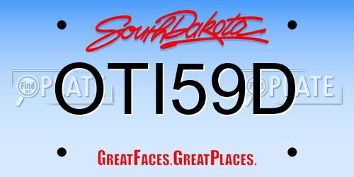 OTI59D South Dakota License Plate
