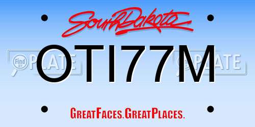 OTI77M South Dakota License Plate