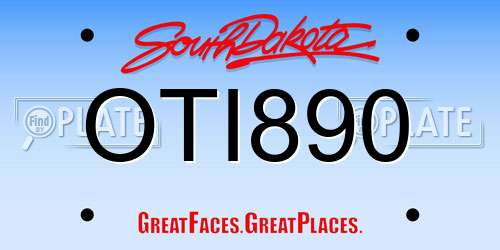 OTI890 South Dakota License Plate