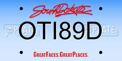OTI89D South Dakota License Plate
