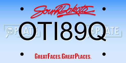 OTI89Q South Dakota License Plate