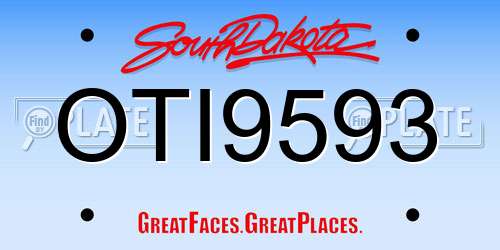 OTI9593 South Dakota License Plate