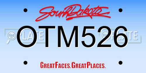 OTM526 South Dakota License Plate