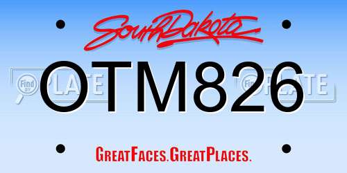 OTM826 South Dakota License Plate