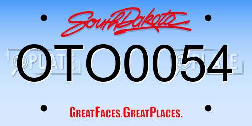 OTO0054 South Dakota License Plate