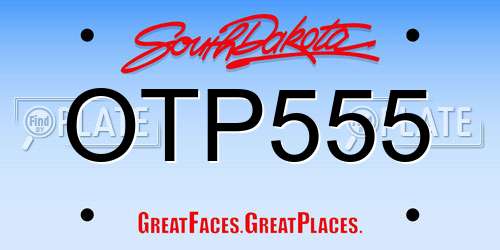 OTP555 South Dakota License Plate