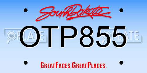 OTP855 South Dakota License Plate
