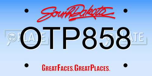 OTP858 South Dakota License Plate