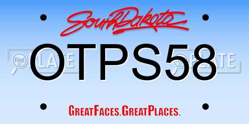 OTPS58 South Dakota License Plate