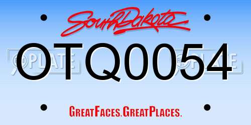 OTQ0054 South Dakota License Plate