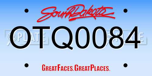 OTQ0084 South Dakota License Plate