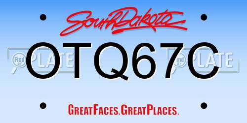 OTQ67C South Dakota License Plate