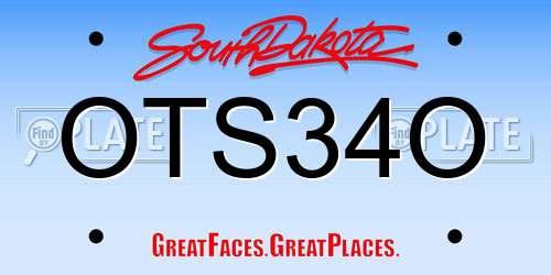 OTS34O South Dakota License Plate