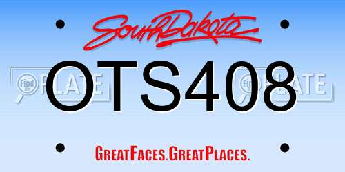 OTS408 South Dakota License Plate