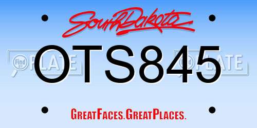 OTS845 South Dakota License Plate