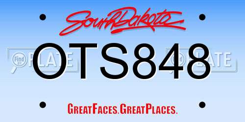 OTS848 South Dakota License Plate