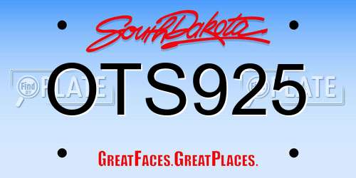 OTS925 South Dakota License Plate