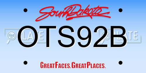 OTS92B South Dakota License Plate