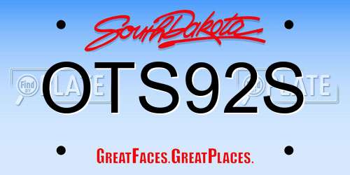 OTS92S South Dakota License Plate