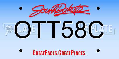 OTT58C South Dakota License Plate