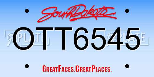 OTT6545 South Dakota License Plate