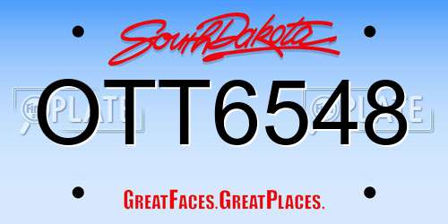 OTT6548 South Dakota License Plate