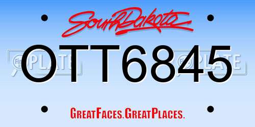 OTT6845 South Dakota License Plate