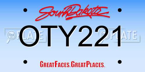 OTY221 South Dakota License Plate