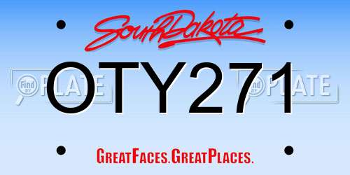 OTY271 South Dakota License Plate