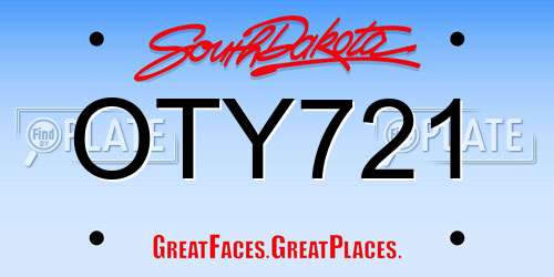 OTY721 South Dakota License Plate