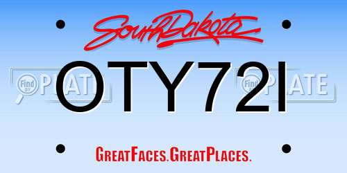 OTY72I South Dakota License Plate