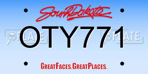 OTY771 South Dakota License Plate