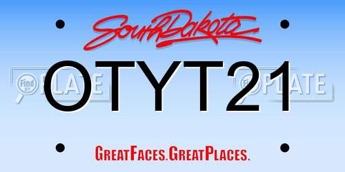 OTYT21 South Dakota License Plate