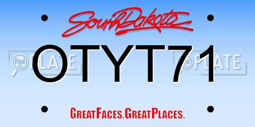 OTYT71 South Dakota License Plate