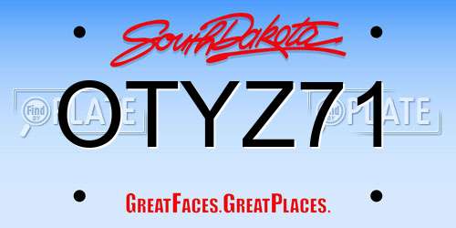 OTYZ71 South Dakota License Plate